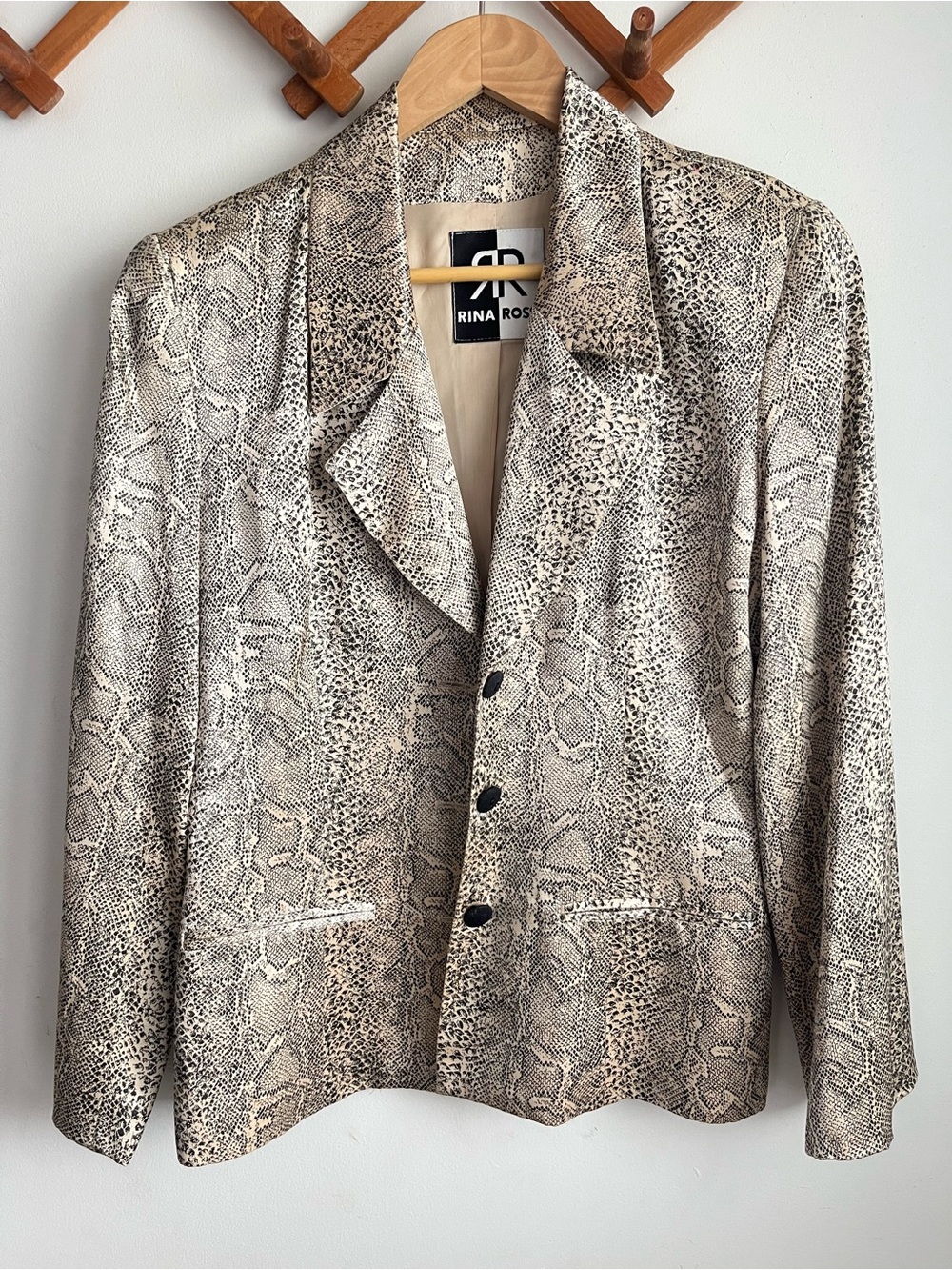 RINA ROSSI 90’s Snake-Print Satin Women's Blazer Size 10
